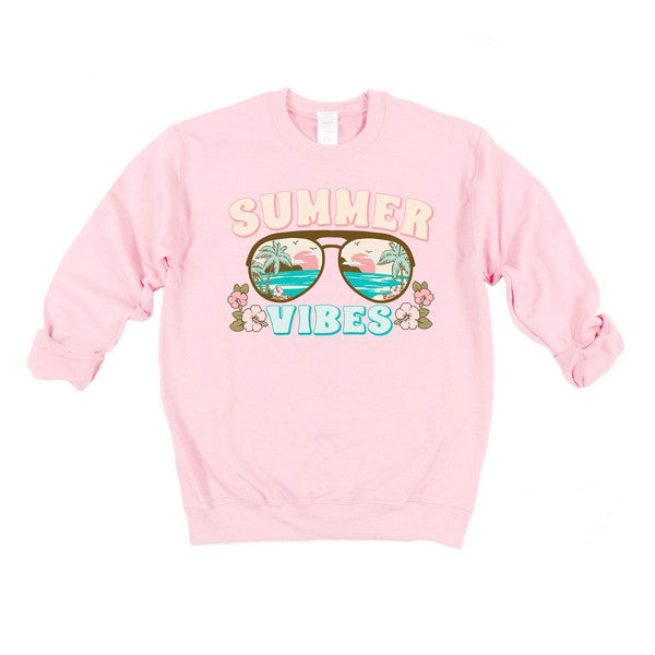 Olive and Ivory Summer Vibes Beach Graphic Sweatshirt