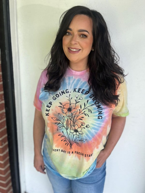 Ask Apparel Keep Growing Tie Dye Burnout Tee