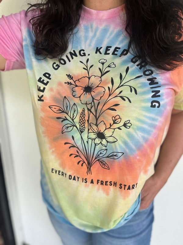 Ask Apparel Keep Growing Tie Dye Burnout Tee