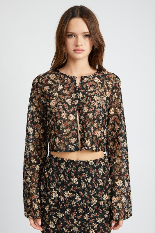 Emory Park BELLL SLEEVE CROPPED TOP