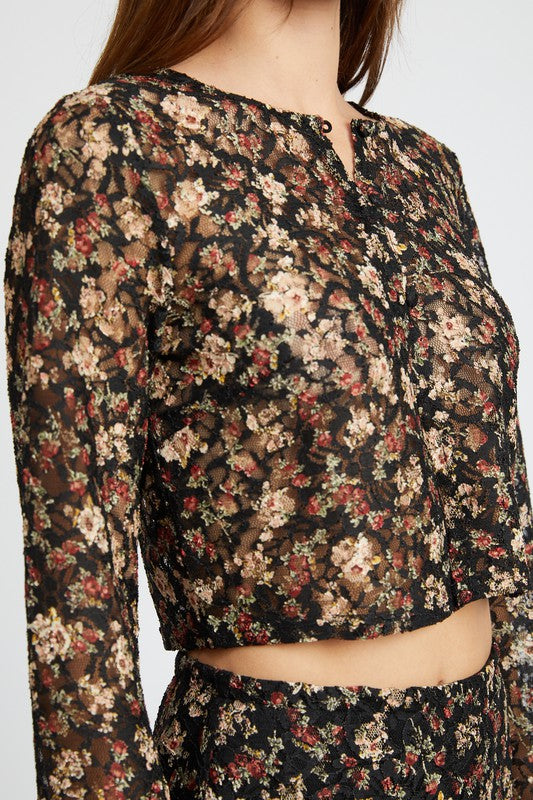 Emory Park BELLL SLEEVE CROPPED TOP