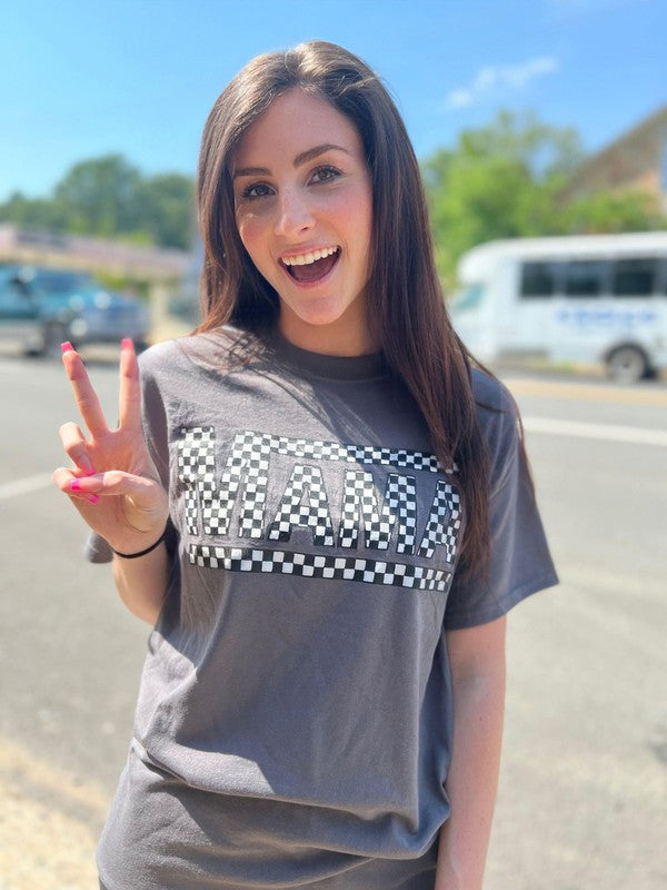 Ask Apparel Charcoal Checkered Mama Tee