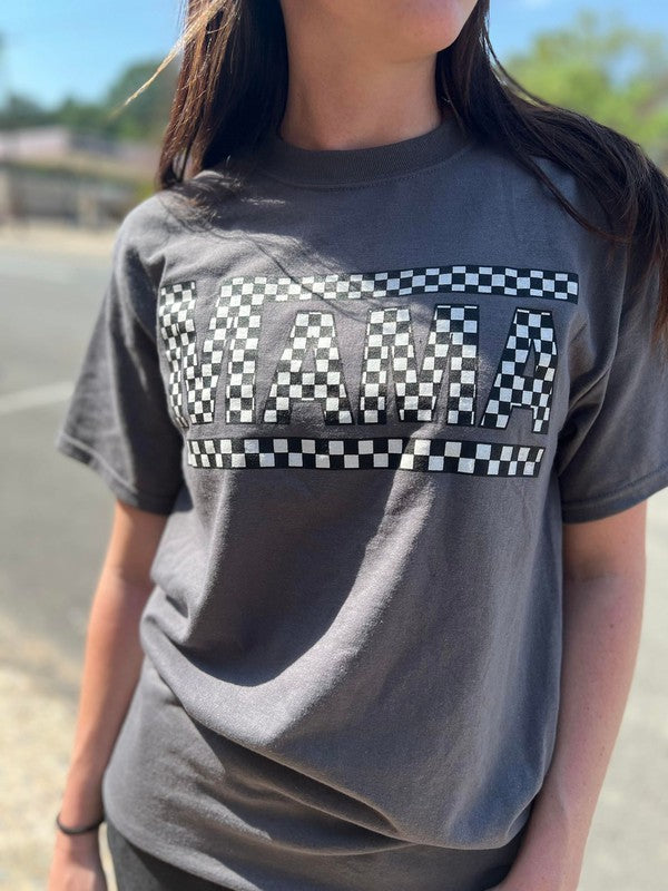 Ask Apparel Charcoal Checkered Mama Tee