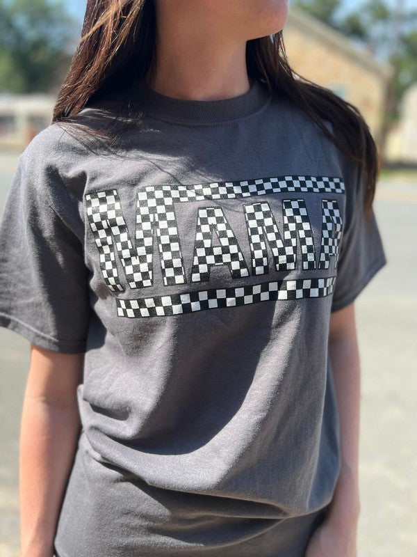 Ask Apparel Charcoal Checkered Mama Tee