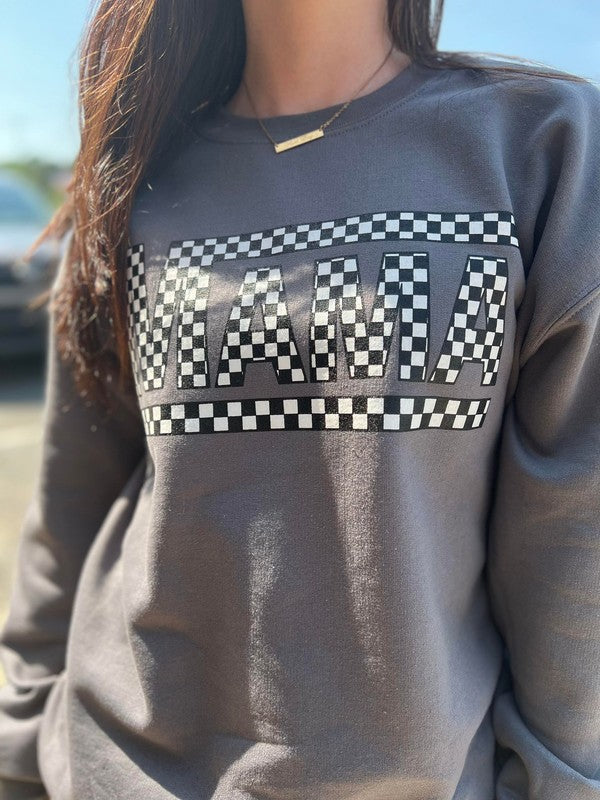 Ask Apparel Charcoal Checkered Mama Sweatshirt