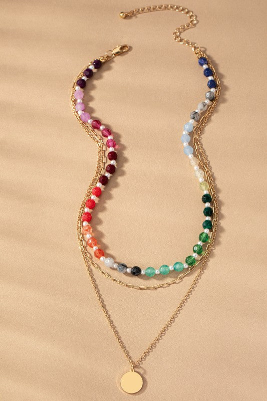3 row chain and chunky bead necklace