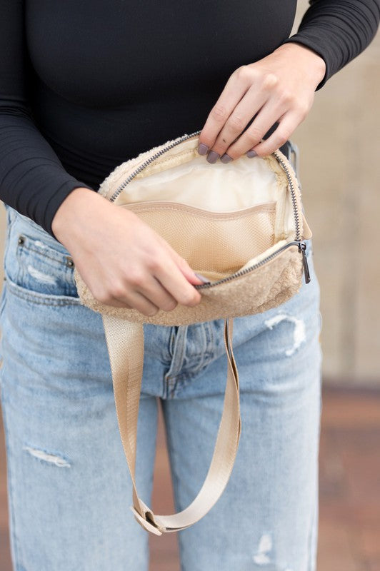 Aili's Corner Lola Boucle Sherpa Sling/Belt Bag