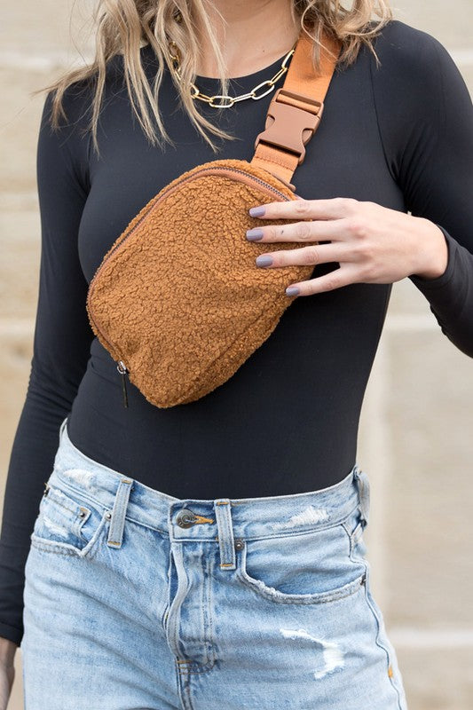 Aili's Corner Lola Boucle Sherpa Sling/Belt Bag