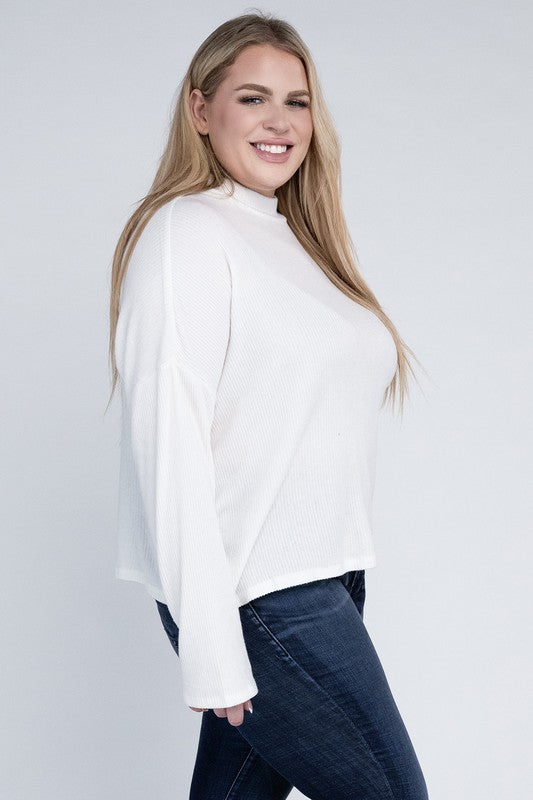 Ambiance Apparel Plus Drop Shoulder Long Sleeve Top