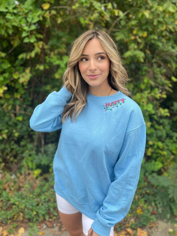 Ask Apparel Merry Collar Embroidery Sweatshirt