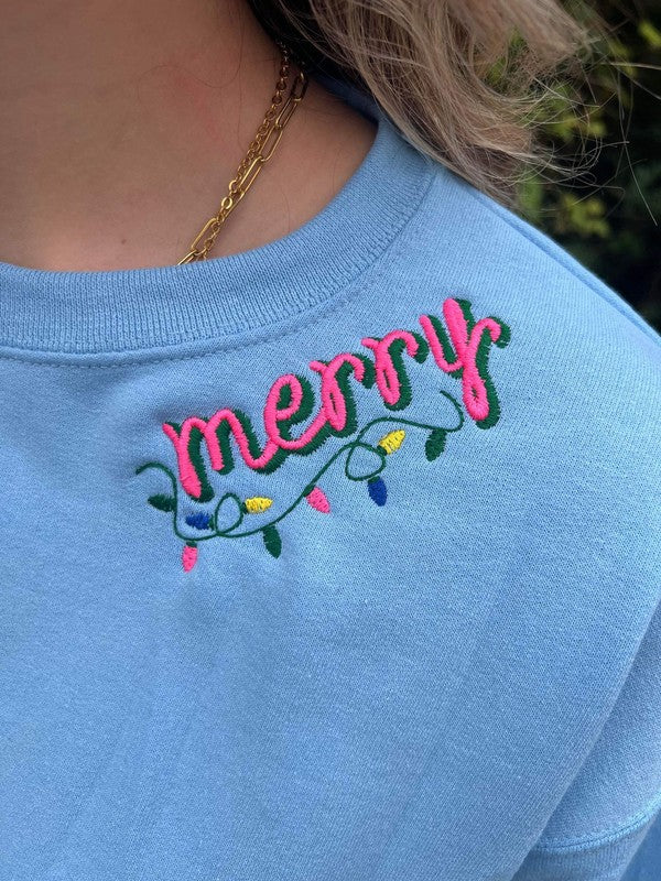 Ask Apparel Merry Collar Embroidery Sweatshirt