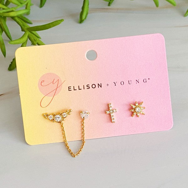 Ellison and Young Be The Shine Linked Earrings Set Of 3