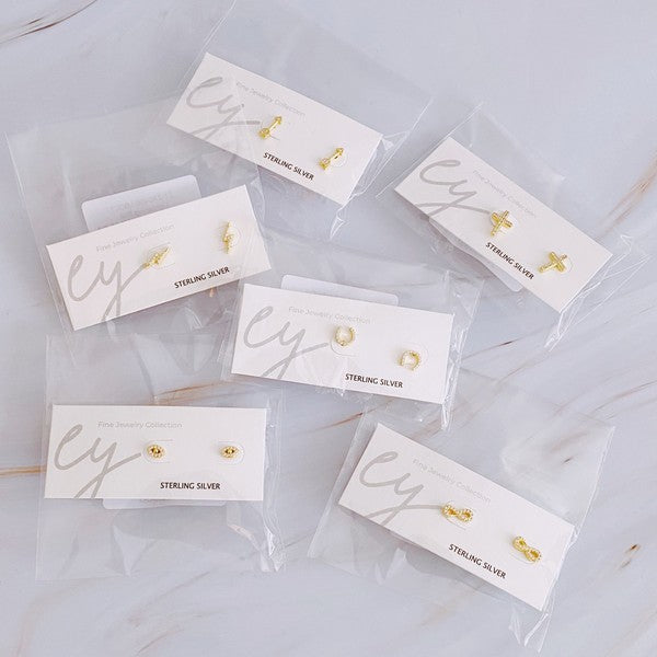 Ellison and Young Mini Sparkle Mini Stud Sterling Silver Earrings