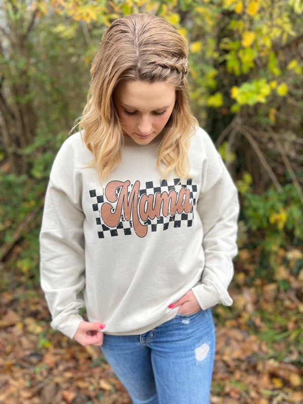 Ask Apparel Retro Checkered Mama Sweatshirt