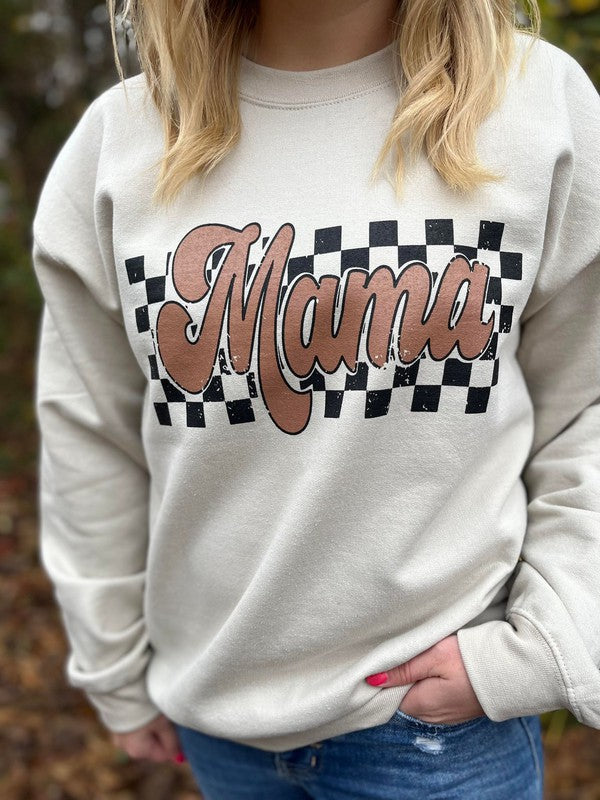 Ask Apparel Retro Checkered Mama Sweatshirt