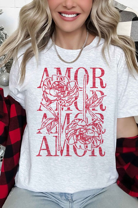 Amor Love Rose Valentine Graphic Tee
