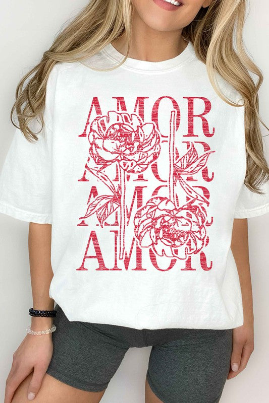 Amor Love Rose Valentine Graphic Tee