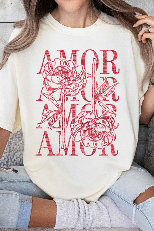 Amor Love Rose Valentine Graphic Tee