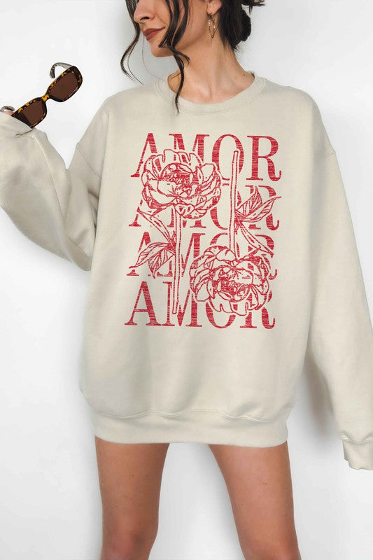 Amor Love Rose Valentine Oversized Sweatshirt