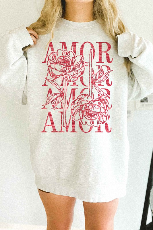 Amor Love Rose Valentine Oversized Sweatshirt