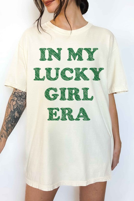 IN MY LUCKY GIRL ERA PATRICK OVERSIZED GRAPHIC TEE