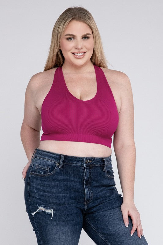 PLUS RIBBED CROPPED RACERBACK TANK TOP