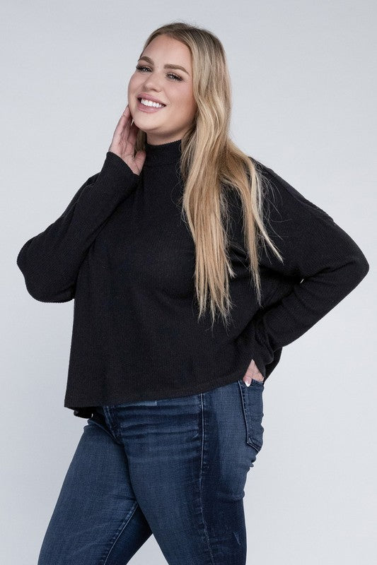 Ambiance Apparel Plus Drop Shoulder Long Sleeve Top