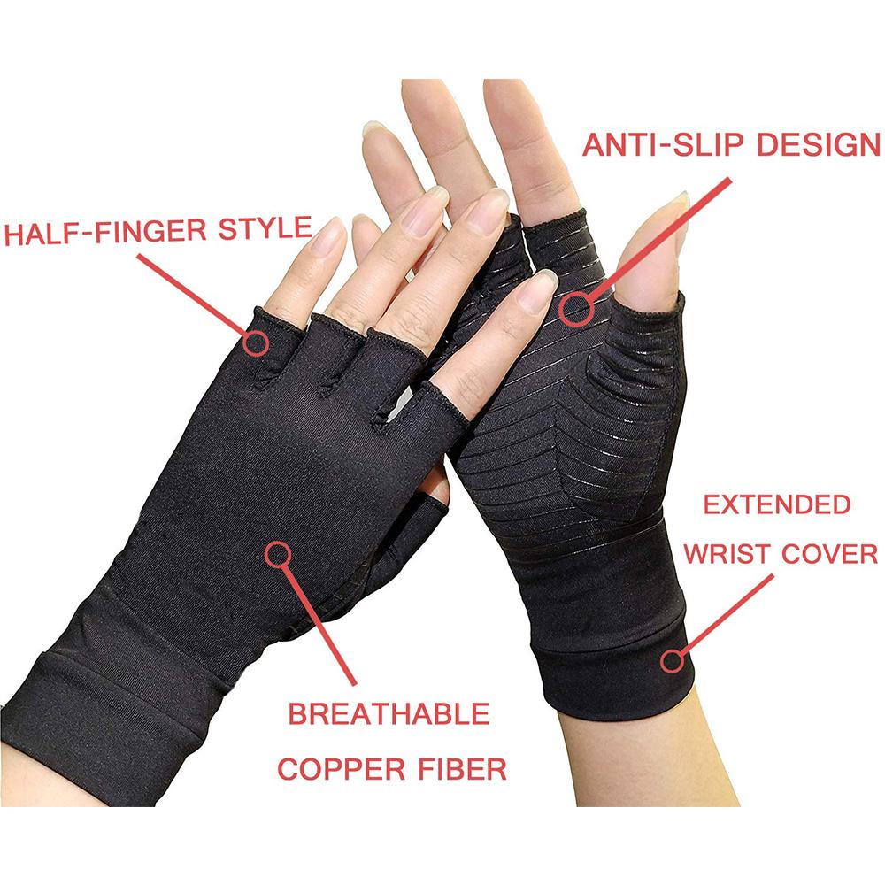 Pink Iolaus Compression Arthritis Glove Unisex Joint Pain Relief Half Finger Brace