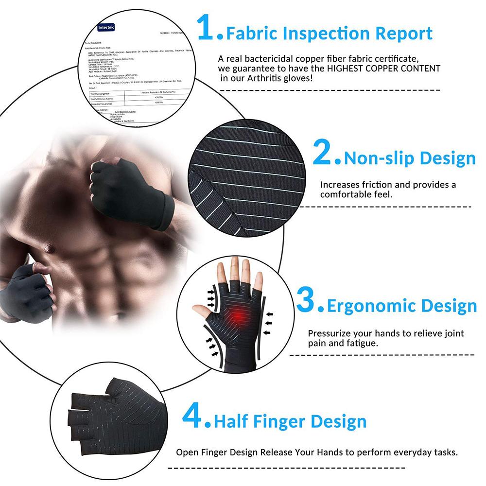Pink Iolaus Compression Arthritis Glove Unisex Joint Pain Relief Half Finger Brace