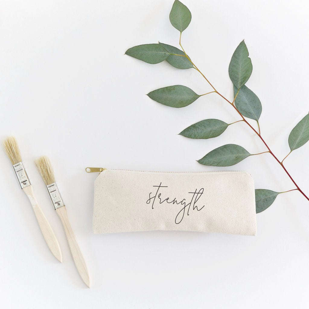 Strength Cotton Canvas Pencil Case and Travel Pouch
