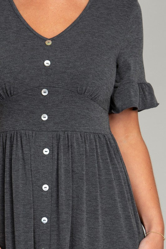 Nuvi Apparel Button Trim Knit Midi Dress