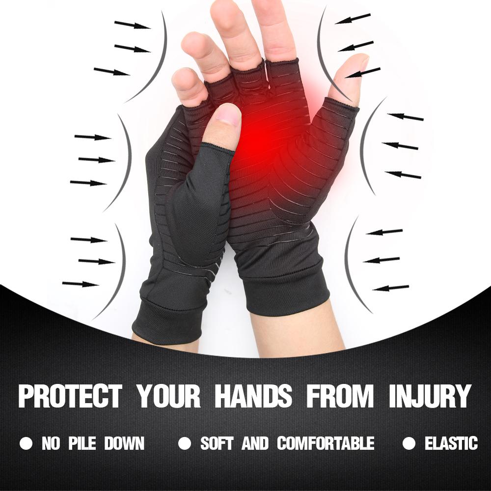 Pink Iolaus Compression Arthritis Glove Unisex Joint Pain Relief Half Finger Brace