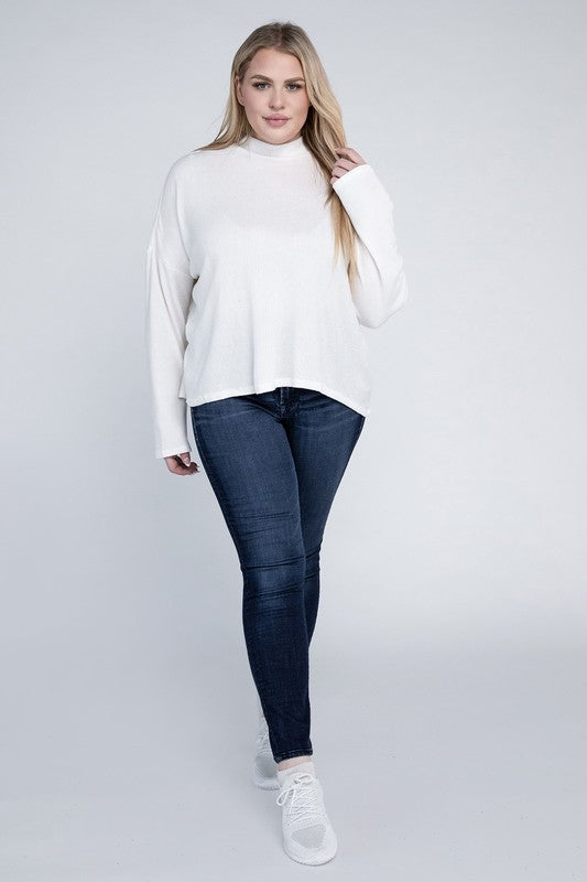 Ambiance Apparel Plus Drop Shoulder Long Sleeve Top