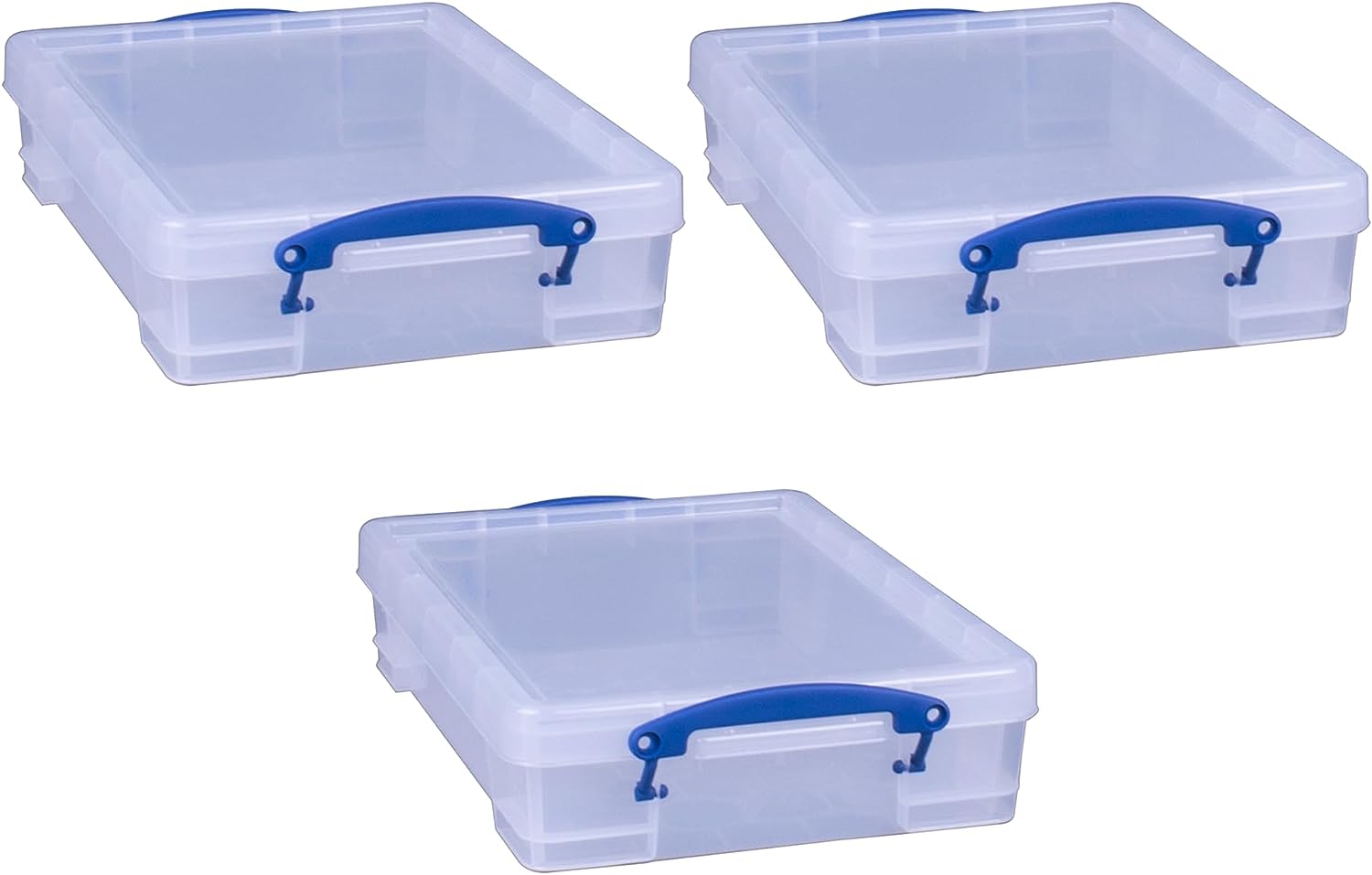 Really Useful Box 4 Liter Plastic Stackable Storage Container w/ Snap Lid & Built-In Clip Lock Handles