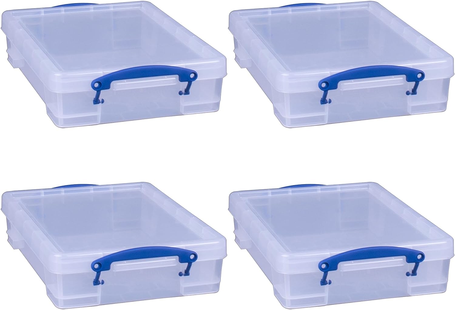 Really Useful Box 4 Liter Plastic Stackable Storage Container w/ Snap Lid & Built-In Clip Lock Handles