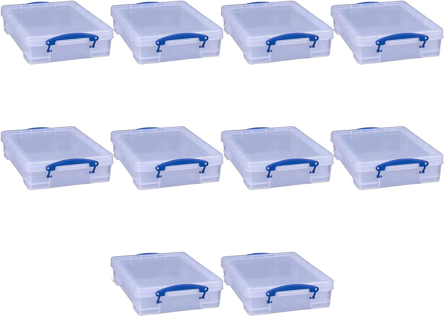 Really Useful Box 4 Liter Plastic Stackable Storage Container w/ Snap Lid & Built-In Clip Lock Handles