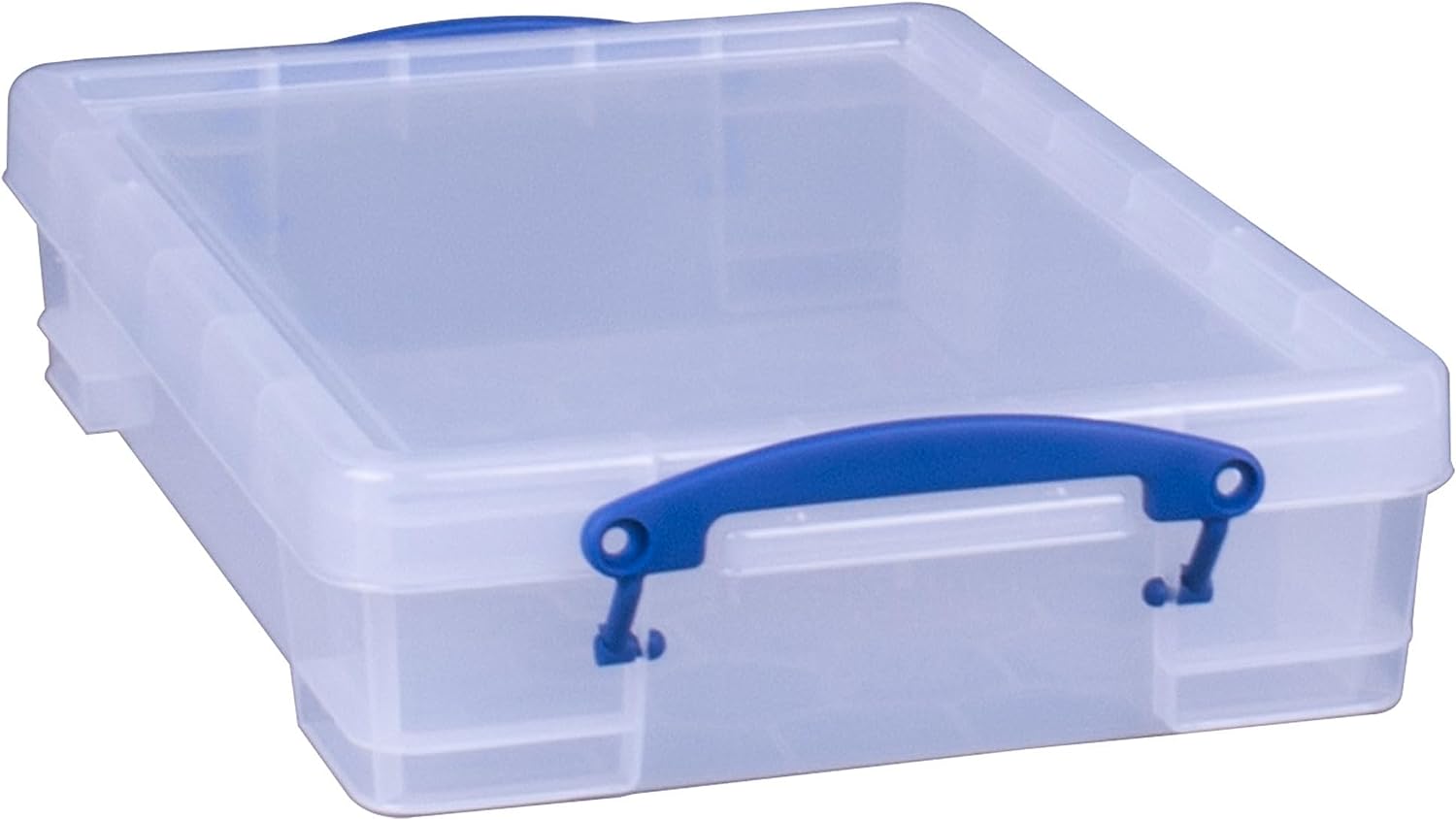 Really Useful Box 4 Liter Plastic Stackable Storage Container w/ Snap Lid & Built-In Clip Lock Handles