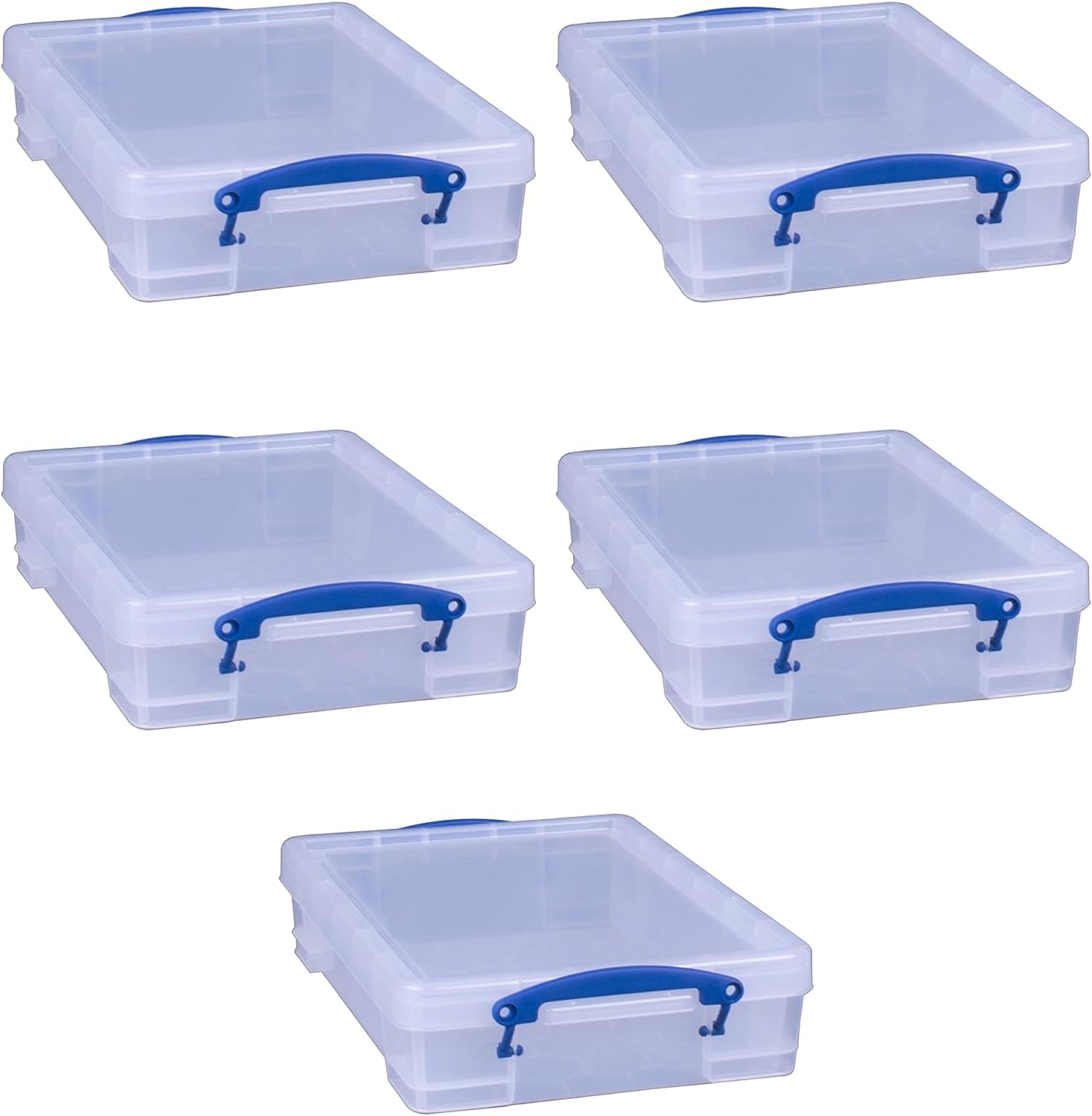 Really Useful Box 4 Liter Plastic Stackable Storage Container w/ Snap Lid & Built-In Clip Lock Handles