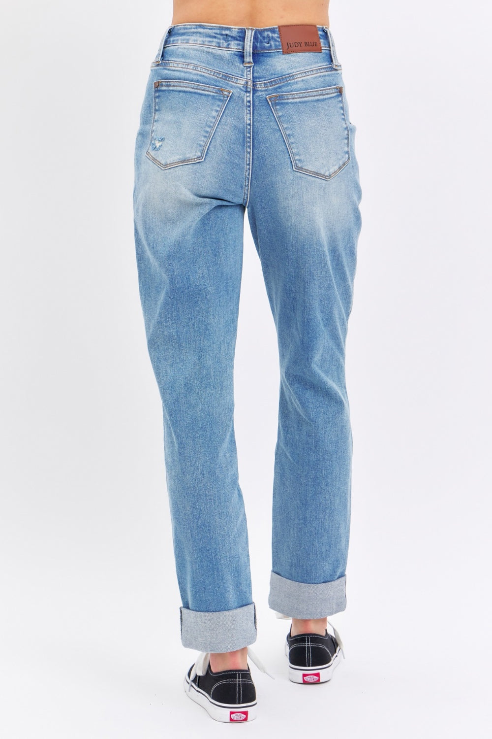 Distressed Straight Jeans with Patch Pockets