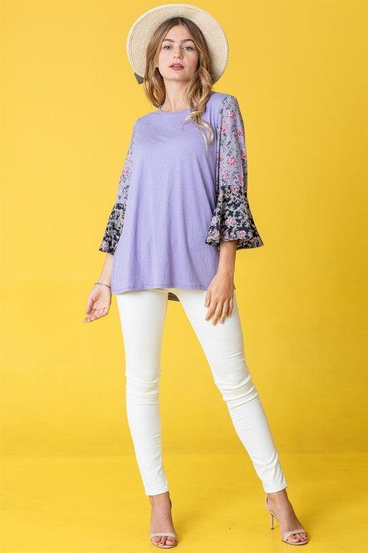 EG Fashion Boho Ruffle Tiered Tone On Tone Tunic Top