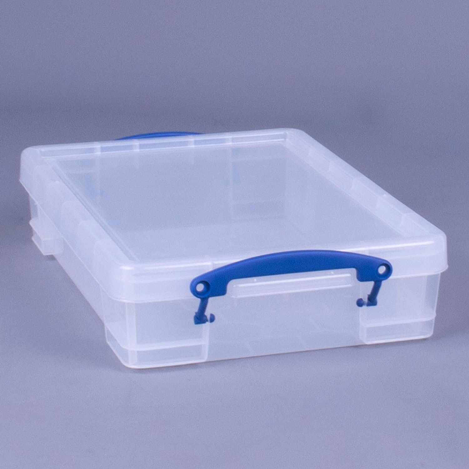 Really Useful Box 4 Liter Plastic Stackable Storage Container w/ Snap Lid & Built-In Clip Lock Handles