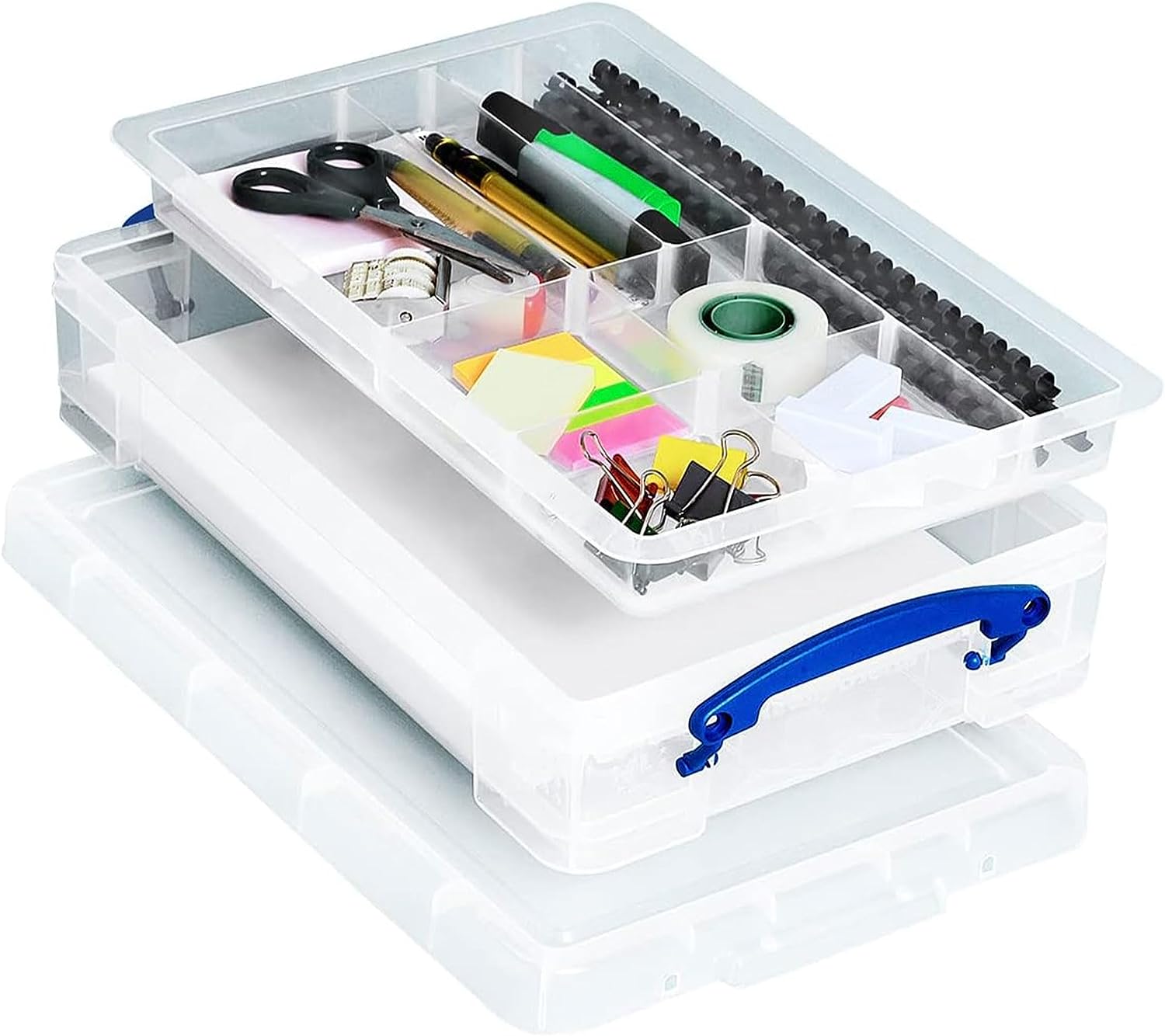 Really Useful Box 4 Liter Plastic Stackable Storage Container w/ Snap Lid & Built-In Clip Lock Handles