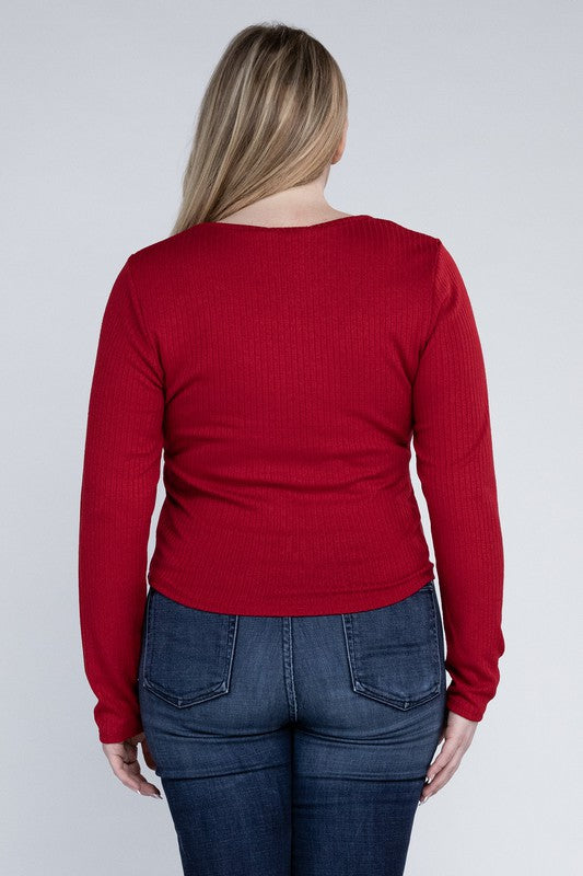 Ambiance Apparel Plus Classic Ribbed Round Neck Long Sleeve