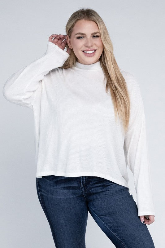 Ambiance Apparel Plus Drop Shoulder Long Sleeve Top