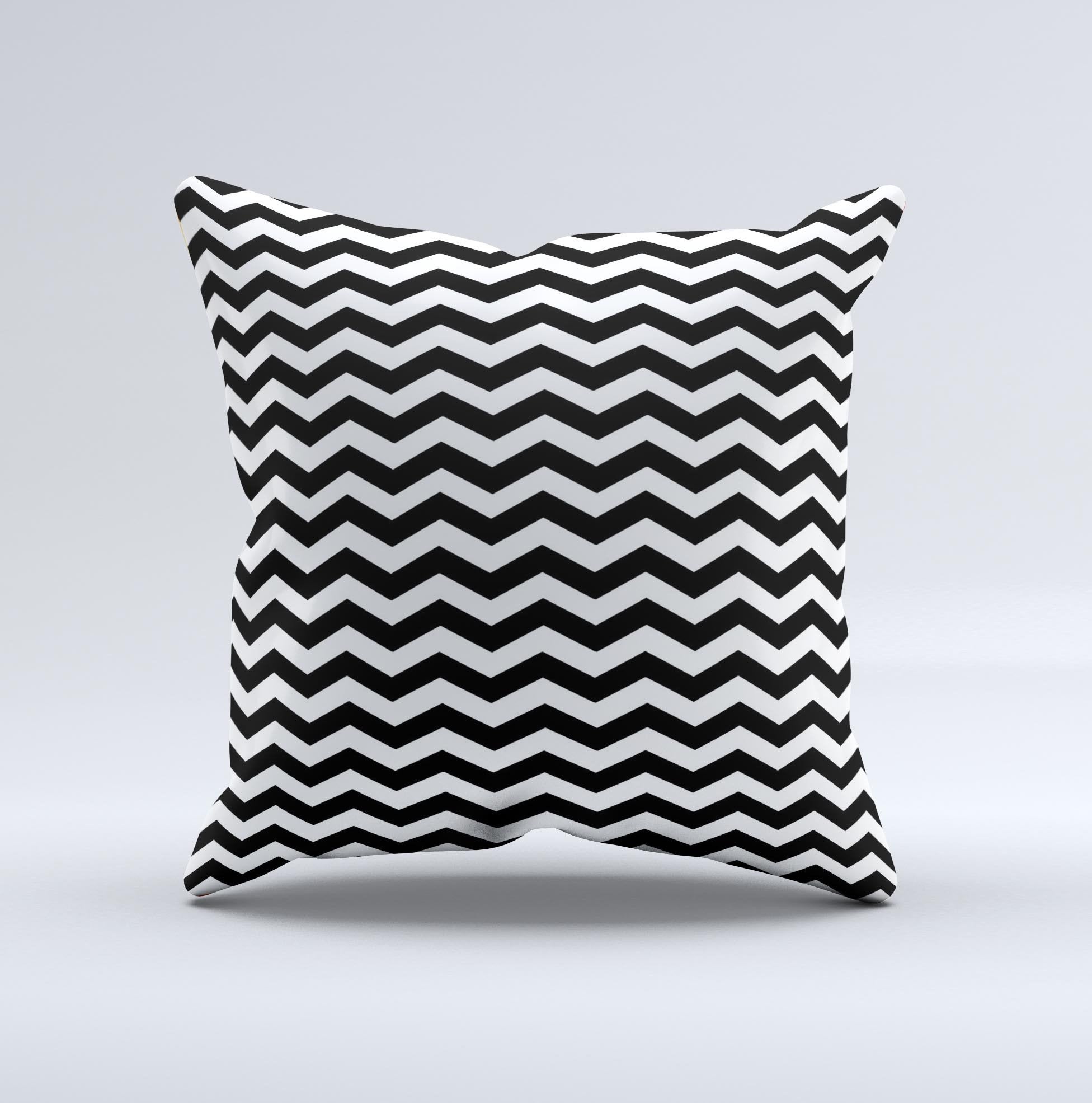 Blue Leto Black White Chevron Pattern V2 Ink-Fuzed Decorative Throw Pillow