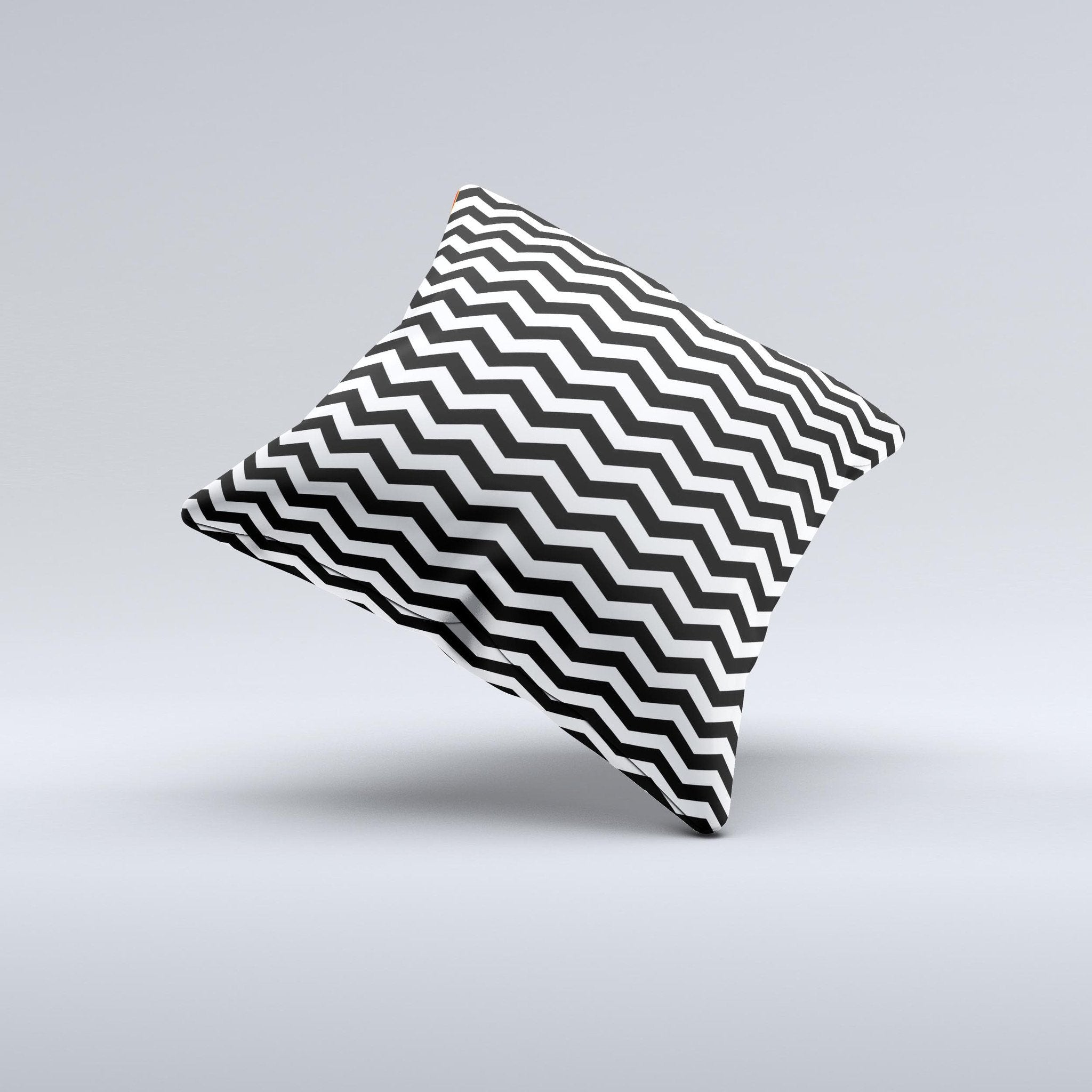 Blue Leto Black White Chevron Pattern V2 Ink-Fuzed Decorative Throw Pillow