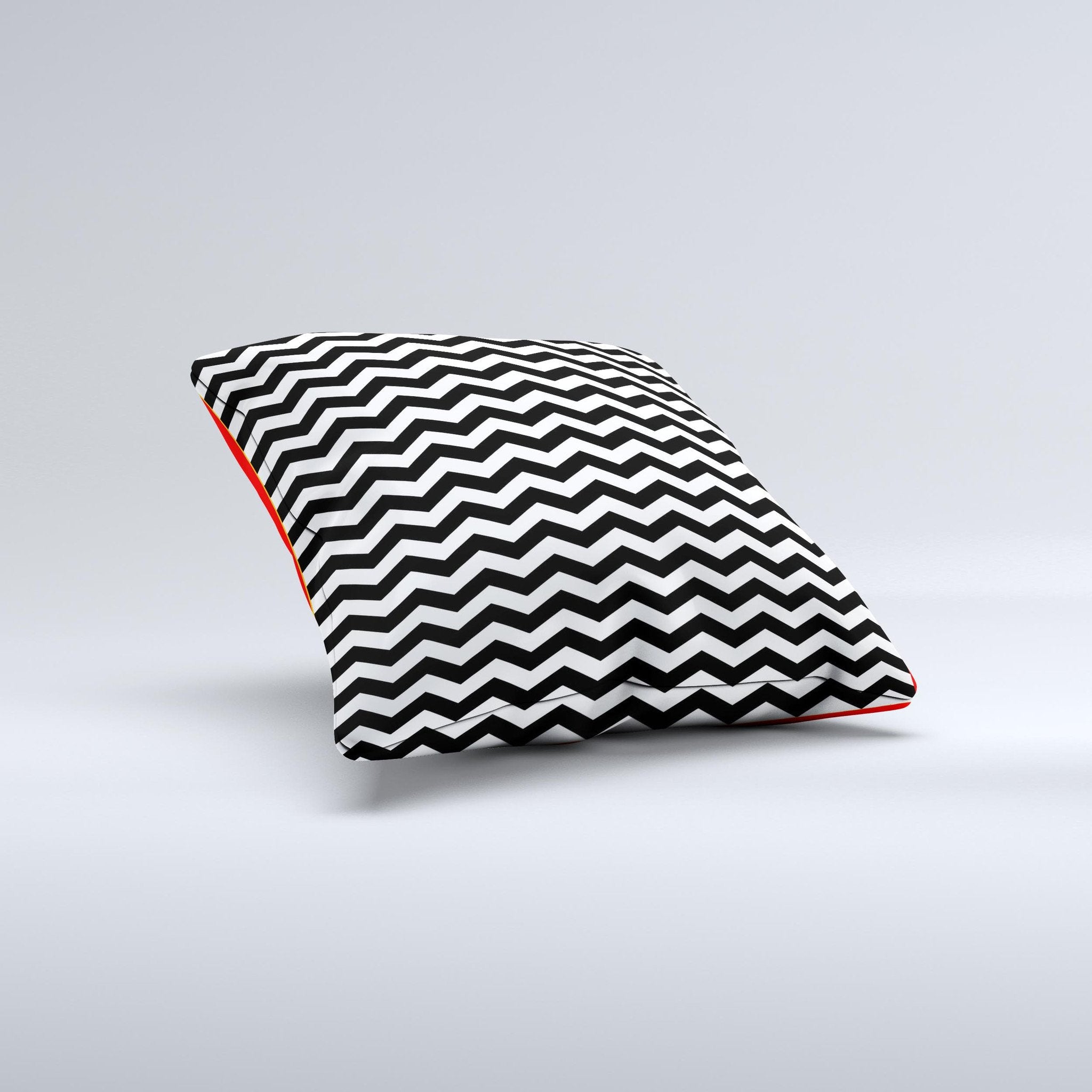 Blue Leto Black White Chevron Pattern V2 Ink-Fuzed Decorative Throw Pillow