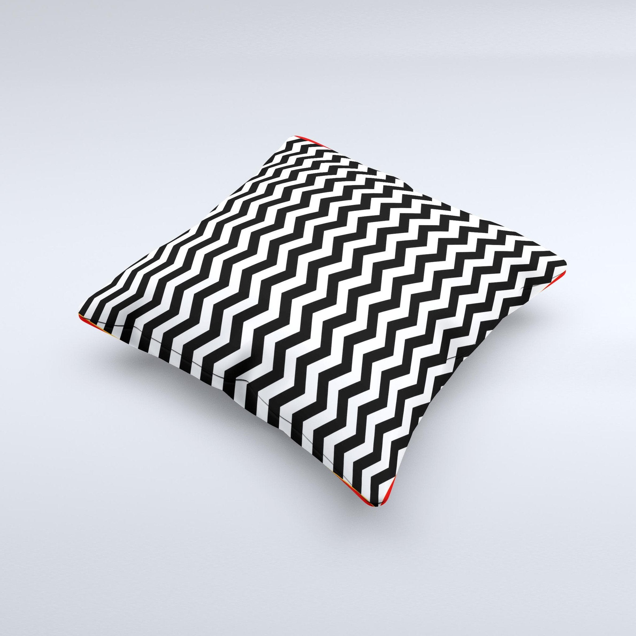 Blue Leto Black White Chevron Pattern V2 Ink-Fuzed Decorative Throw Pillow