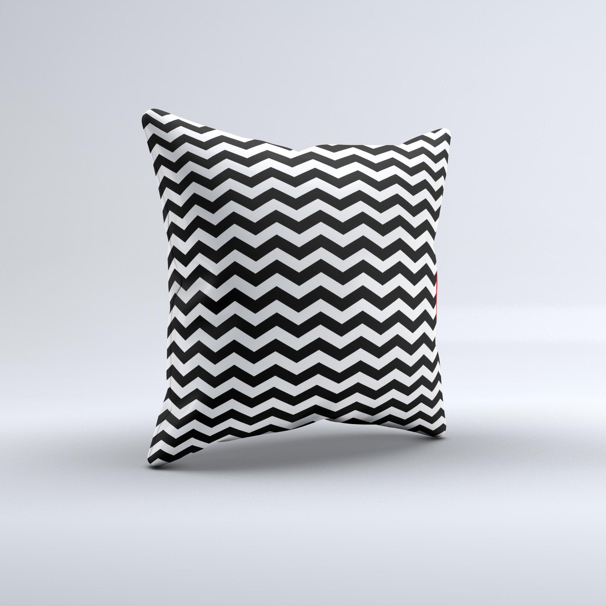 Blue Leto Black White Chevron Pattern V2 Ink-Fuzed Decorative Throw Pillow