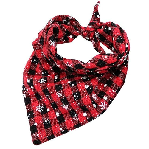 Cyan Ganymede Christmas Dog Bandana Plaid Dogs Bibs Large Pet